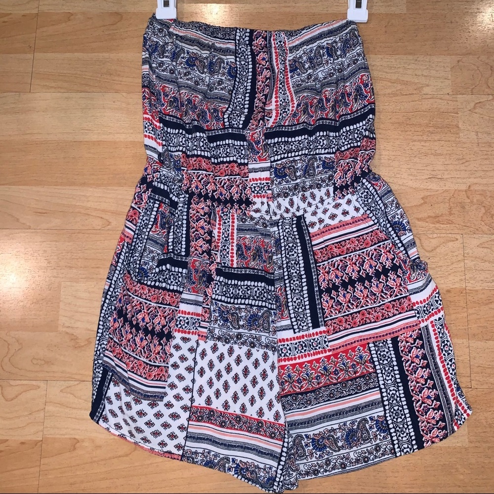 --SOLD-- Strapless Romper Dress - pink pattern